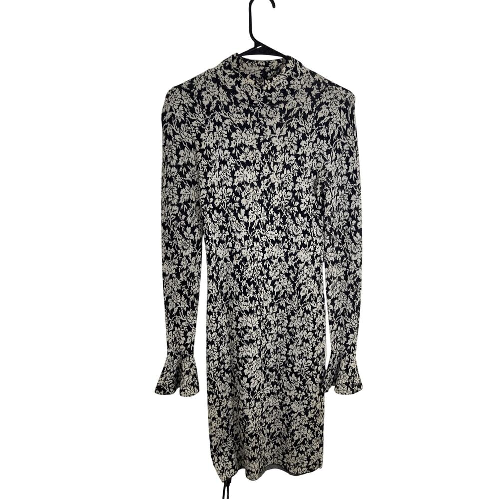 Michael Kors XS Printed Bodycon Long Sleeve Monochrome Dress Formal Classy